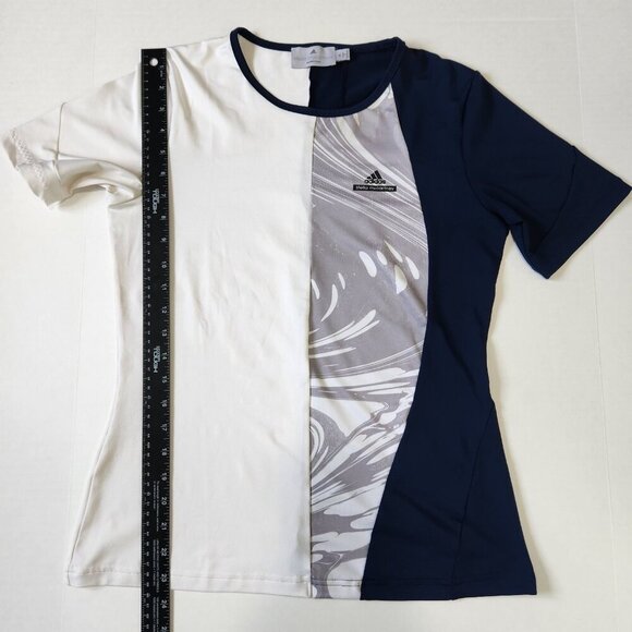 Adidas X Stella McCartney Barricade Tennis Tee Shirt M White Navy Colorblock - Picture 8 of 10